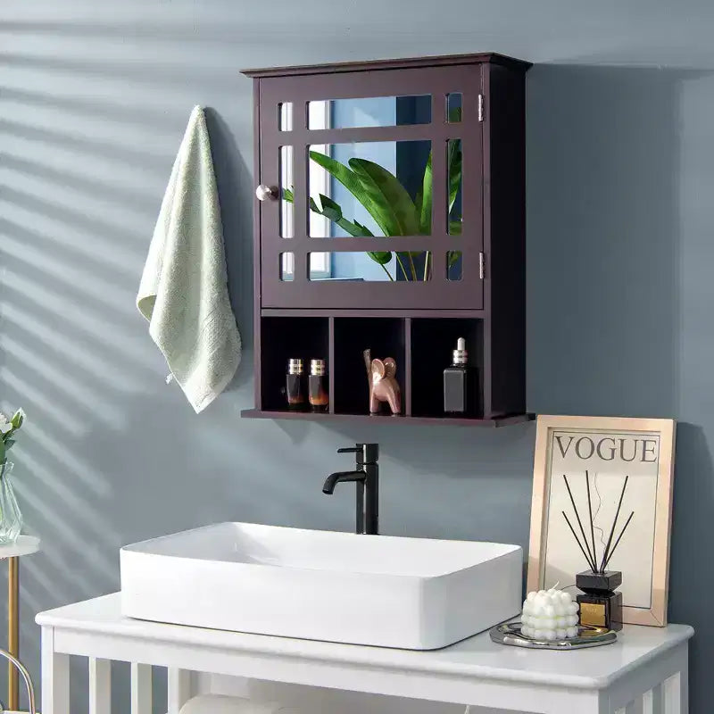 Armoire à pharmacie murale avec miroir et étagère réglable