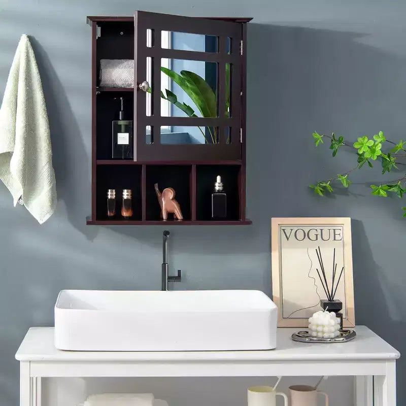 Armoire à pharmacie murale avec miroir et étagère réglable