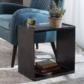 Table d'appoint latérale style industriel antique en nickel avec rangement ouvert