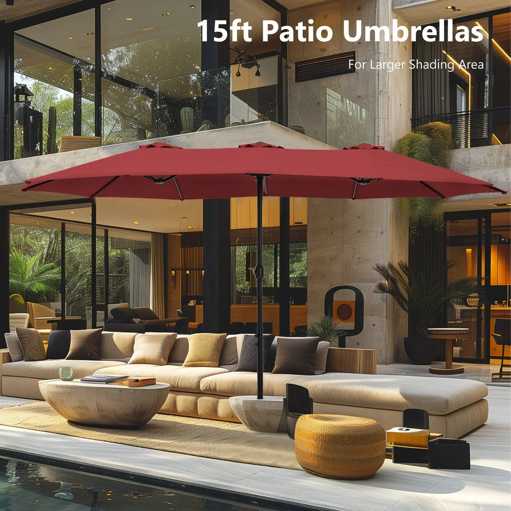 MAISON ARTS Grand Parasol Double Face de 4,5 m avec Base Incluse pour Patio