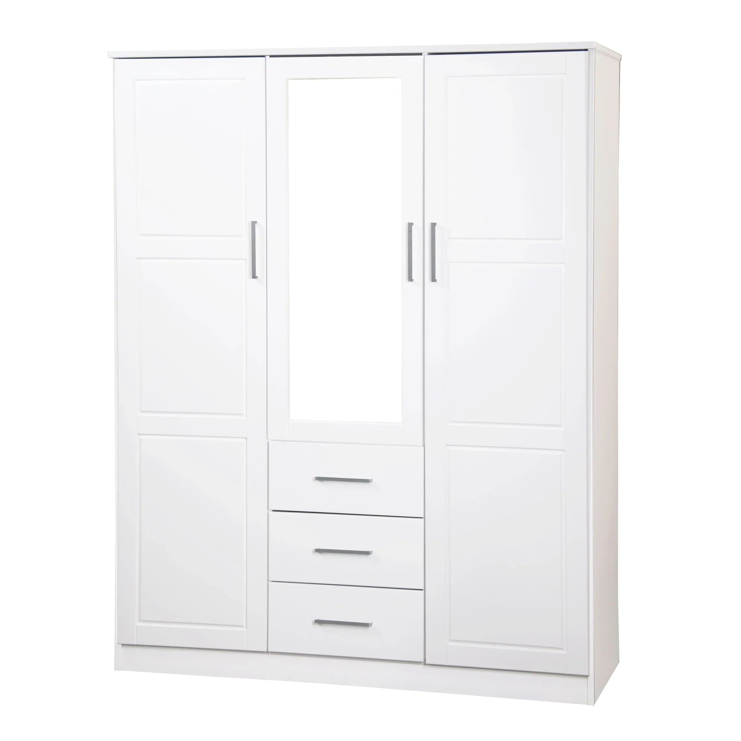 Palace Imports Armoire Cosmo 3 portes 100 % bois massif avec portes en bois massif ou portes miroir