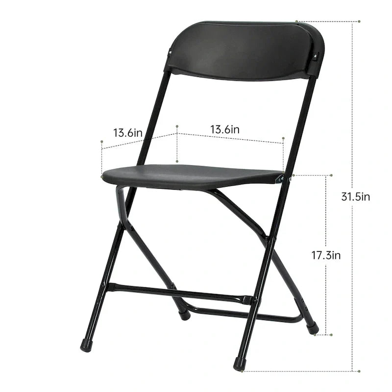Chaise pliante en plastique, lot de 10, capacité de 158 kg pour événements, bureau, mariage, fête, pique-nique, cuisine, salle à manger