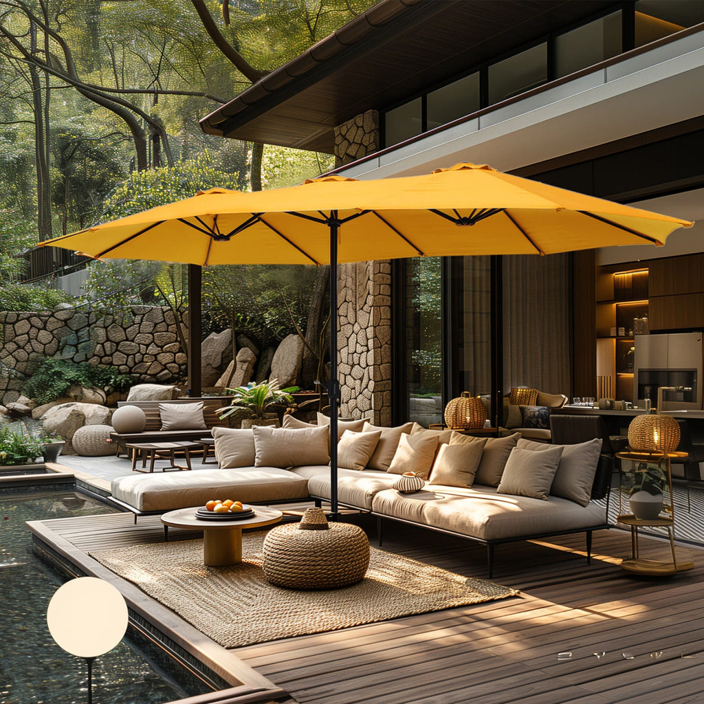 MAISON ARTS Grand Parasol Double Face de 4,5 m avec Base Incluse pour Patio