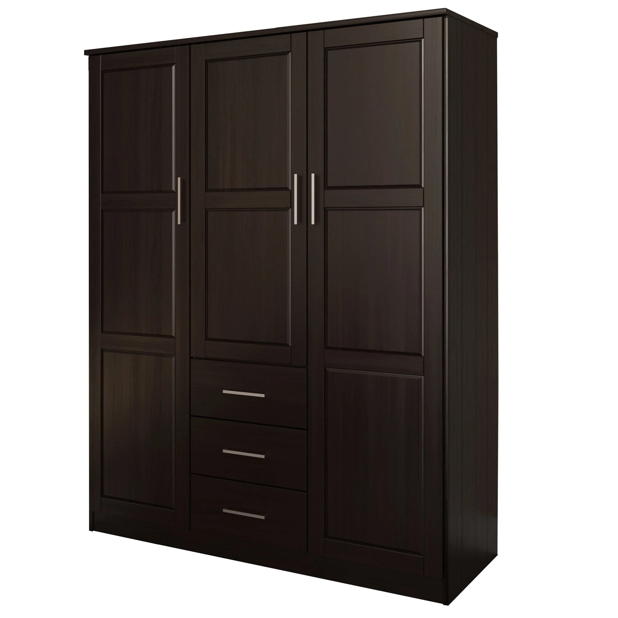 Palace Imports Armoire Cosmo 3 portes 100 % bois massif avec portes en bois massif ou portes miroir